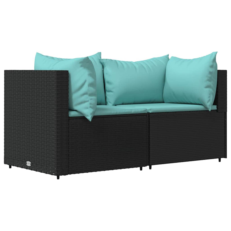 vidaXL 3 részes fekete polyrattan kerti ülőgarnitúra párnákkal