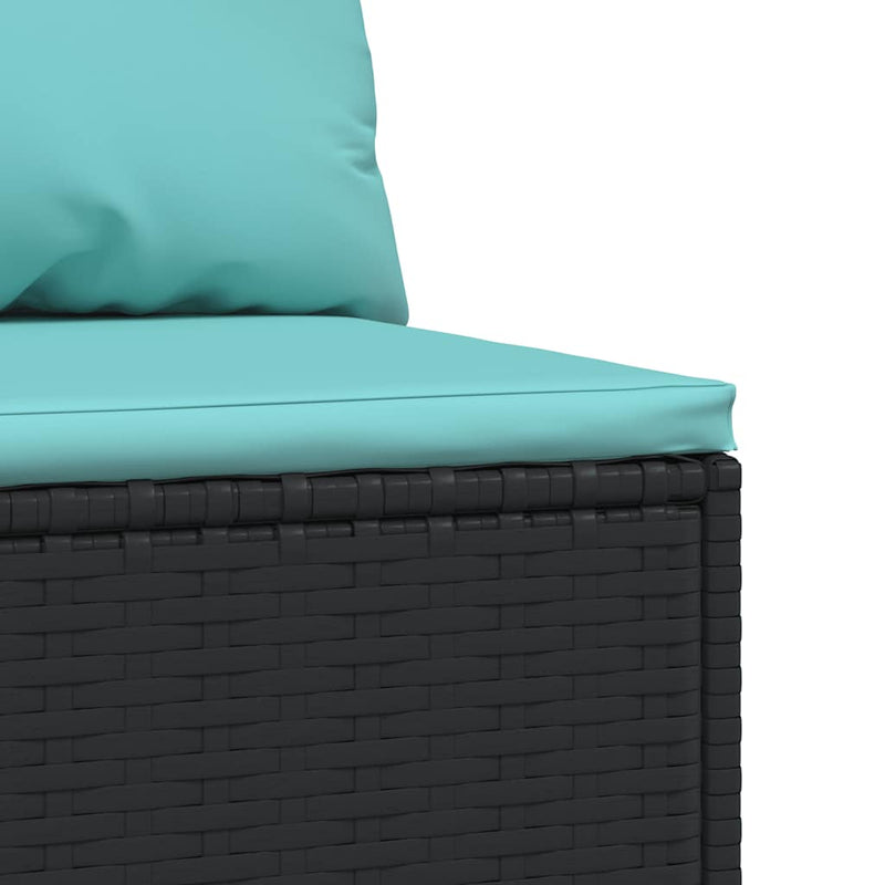 vidaXL fekete polyrattan kerti középső kanapé párnákkal