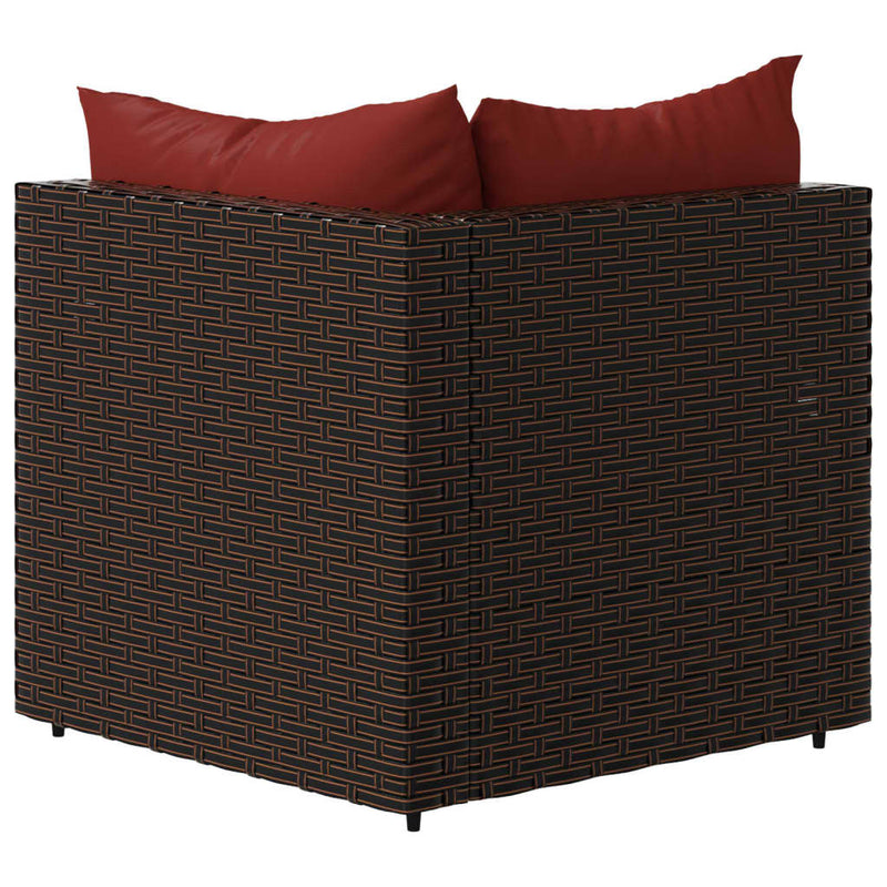 vidaXL barna polyrattan kerti sarokkanapé párnákkal