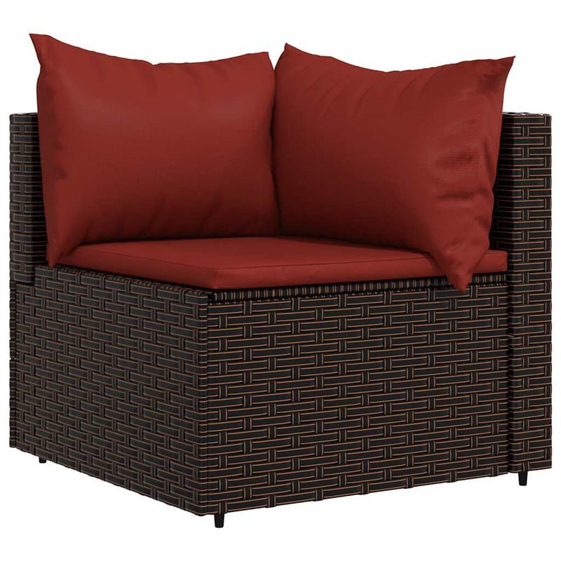 vidaXL 2 db barna polyrattan kerti sarokkanapé párnákkal