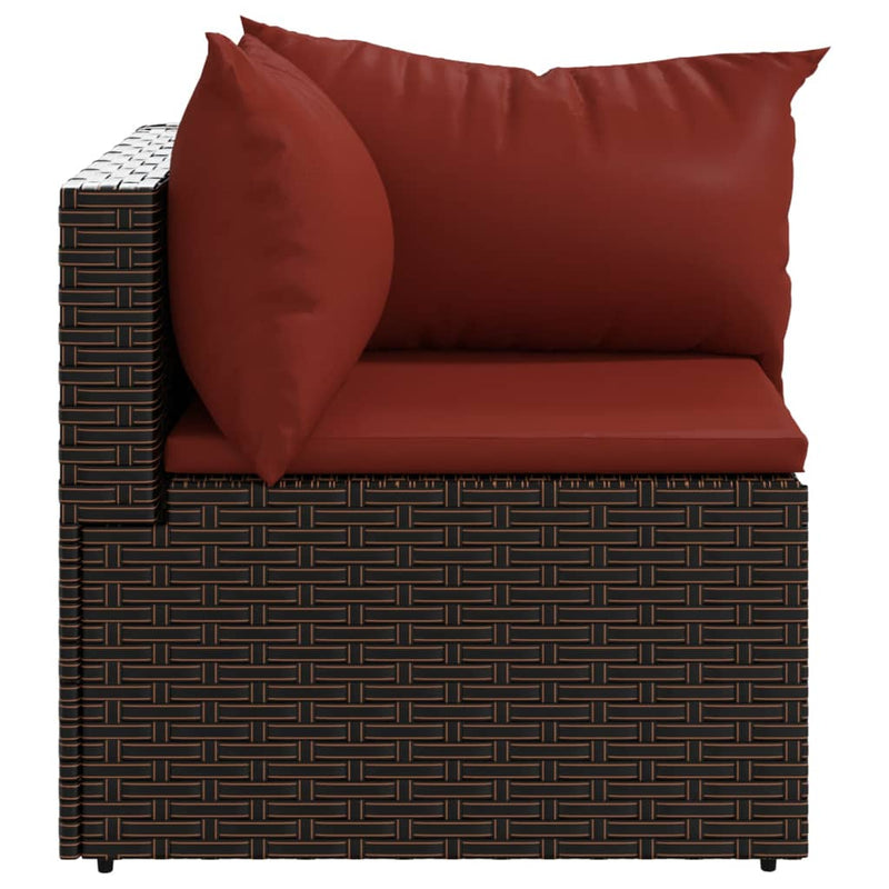 vidaXL 2 db barna polyrattan kerti sarokkanapé párnákkal