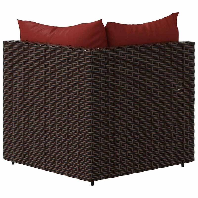 vidaXL 2 db barna polyrattan kerti sarokkanapé párnákkal