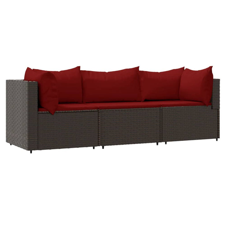 vidaXL 3 részes barna polyrattan kerti ülőgarnitúra párnával