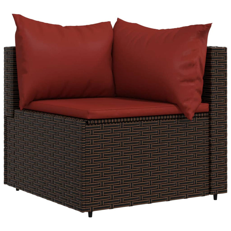 vidaXL 3 részes barna polyrattan kerti ülőgarnitúra párnával