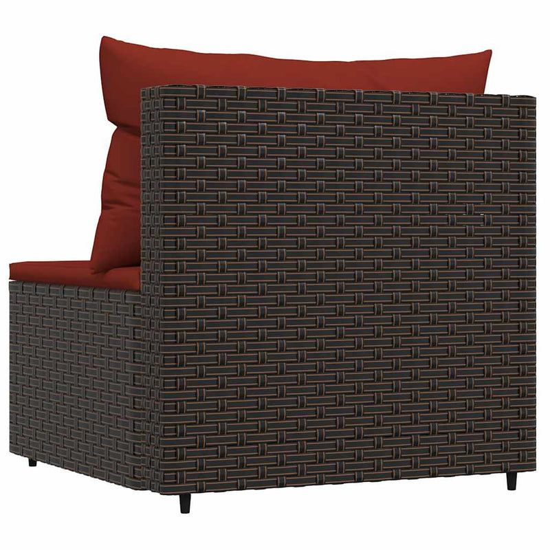 vidaXL barna polyrattan kerti középső kanapé párnákkal