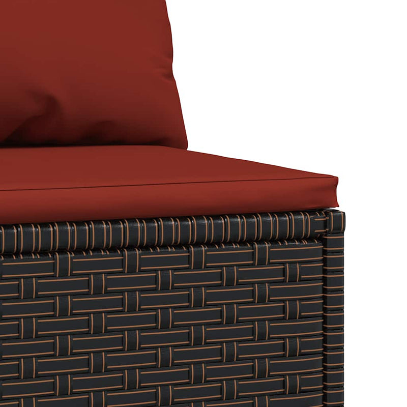 vidaXL 2 db barna polyrattan kerti középső kanapé párnával