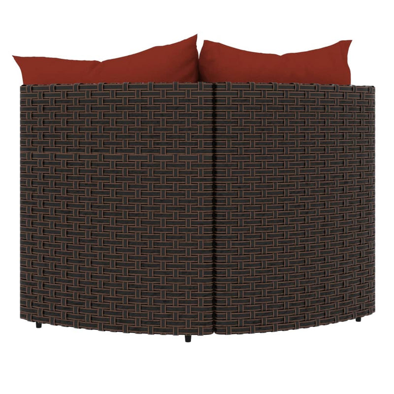 vidaXL 2 db barna polyrattan kerti sarokkanapé párnákkal