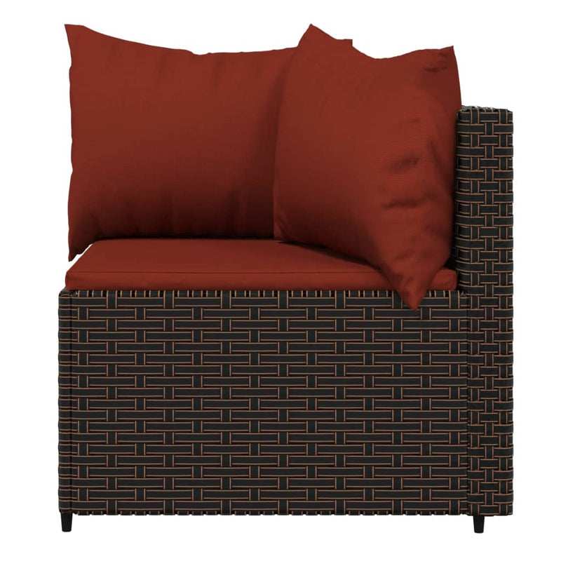 vidaXL 2 db barna polyrattan kerti sarokkanapé párnákkal
