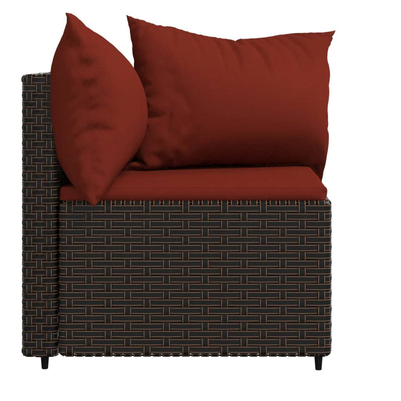 vidaXL 2 db barna polyrattan kerti sarokkanapé párnákkal