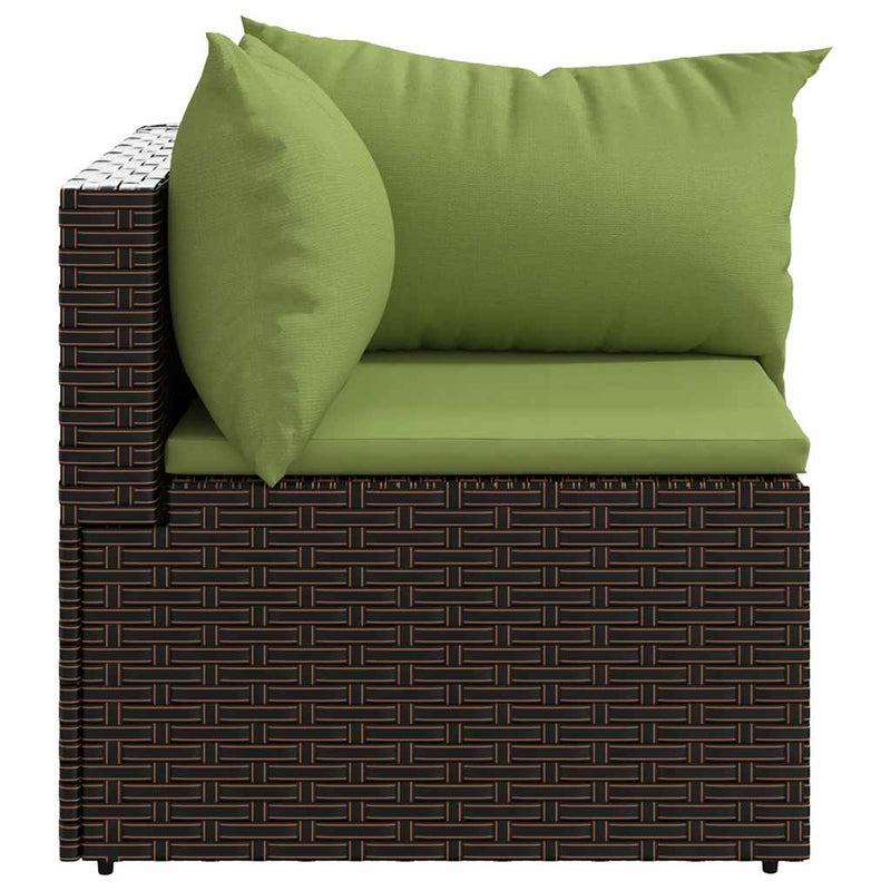 vidaXL barna polyrattan kerti sarokkanapé párnákkal