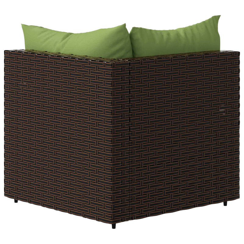 vidaXL barna polyrattan kerti sarokkanapé párnákkal