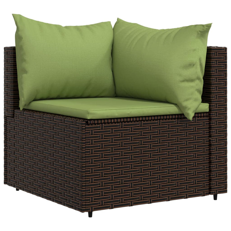 vidaXL 2 db barna polyrattan kerti sarokkanapé párnákkal