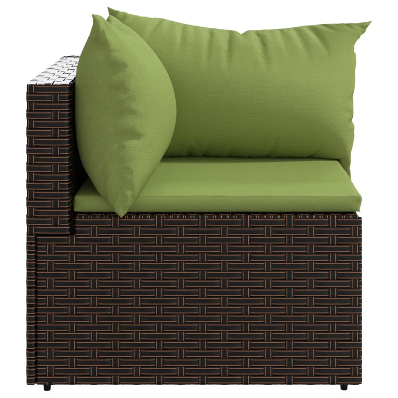vidaXL 2 db barna polyrattan kerti sarokkanapé párnákkal