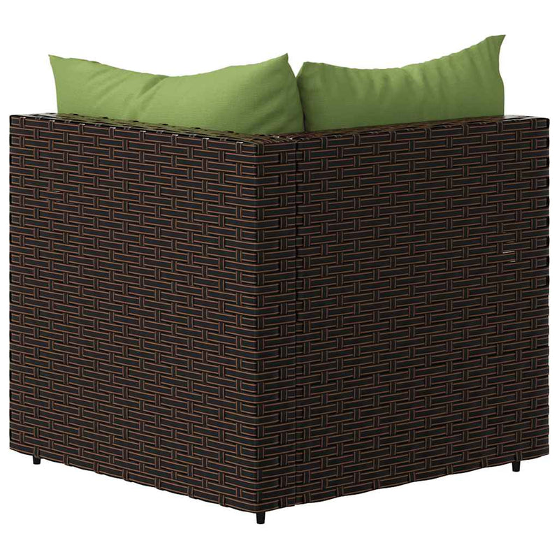 vidaXL 2 db barna polyrattan kerti sarokkanapé párnákkal