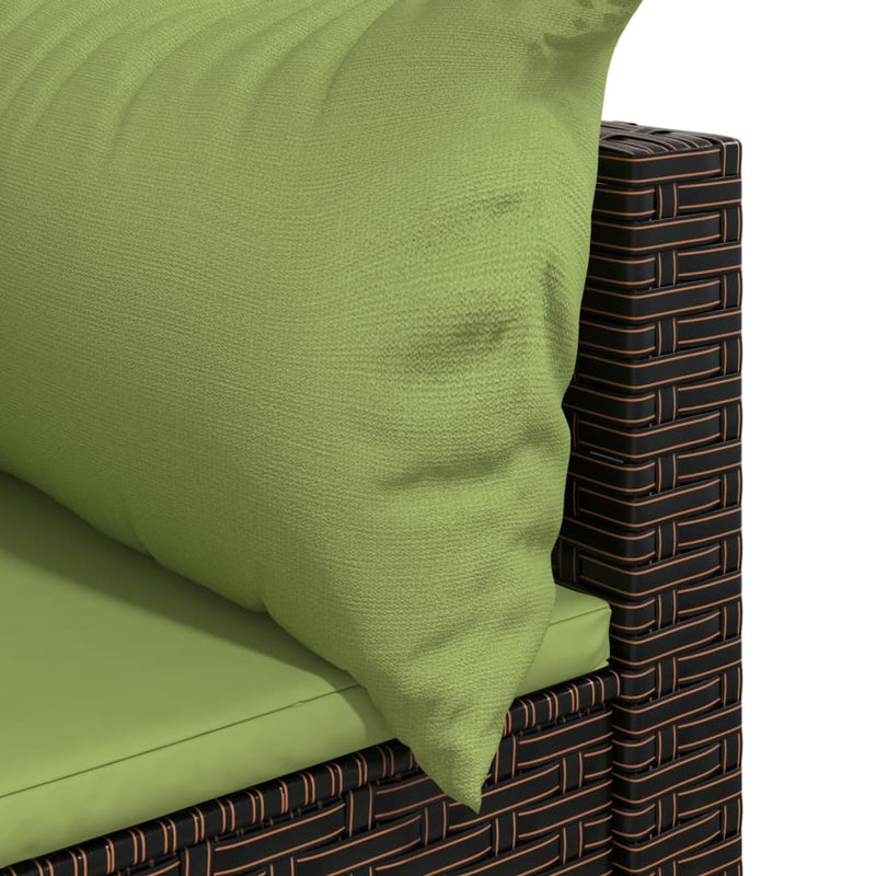 vidaXL 2 db barna polyrattan kerti sarokkanapé párnákkal