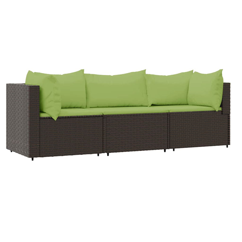 vidaXL 3 részes barna polyrattan kerti ülőgarnitúra párnával