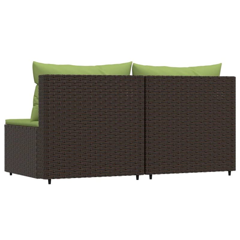 vidaXL 2 db barna polyrattan kerti középső kanapé párnával