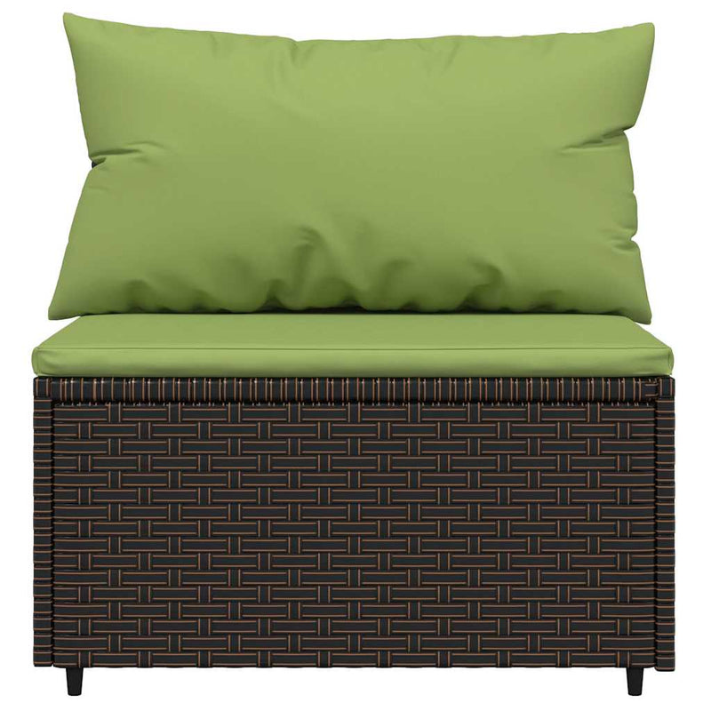 vidaXL 2 db barna polyrattan kerti középső kanapé párnával