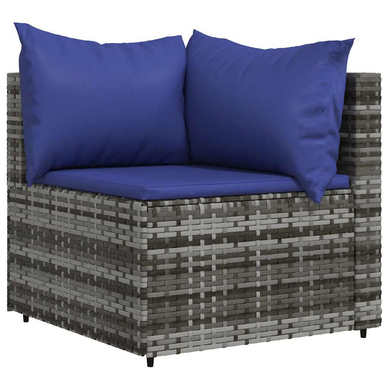 vidaXL szürke polyrattan kerti sarokkanapé párnákkal