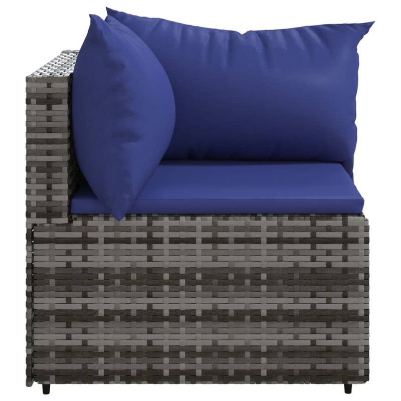 vidaXL szürke polyrattan kerti sarokkanapé párnákkal