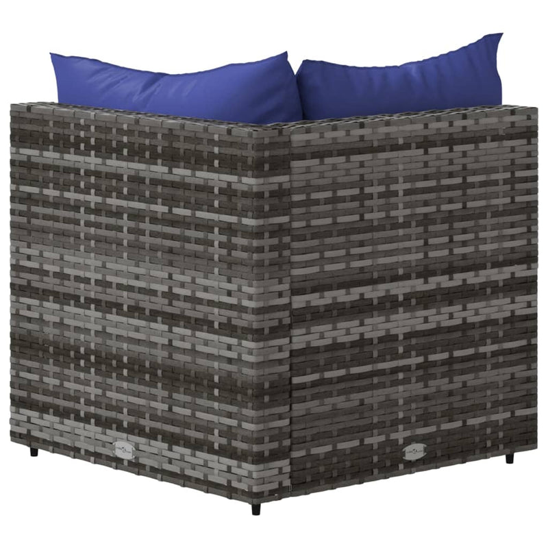 vidaXL szürke polyrattan kerti sarokkanapé párnákkal