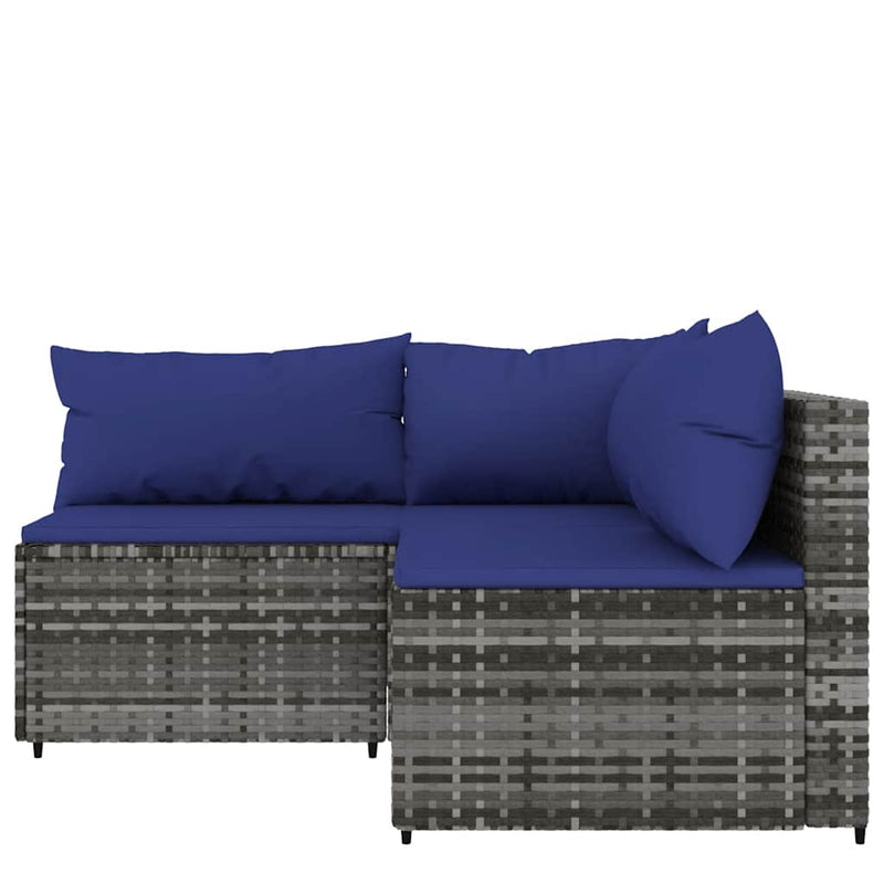 vidaXL 3 részes szürke polyrattan kerti ülőgarnitúra párnákkal