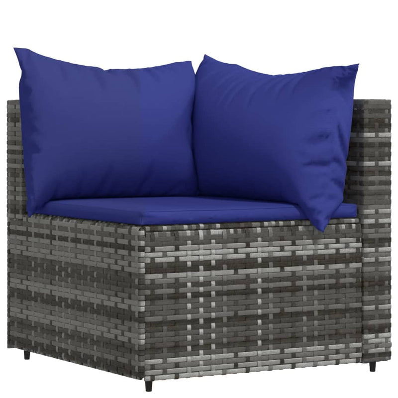 vidaXL 3 részes szürke polyrattan kerti ülőgarnitúra párnákkal