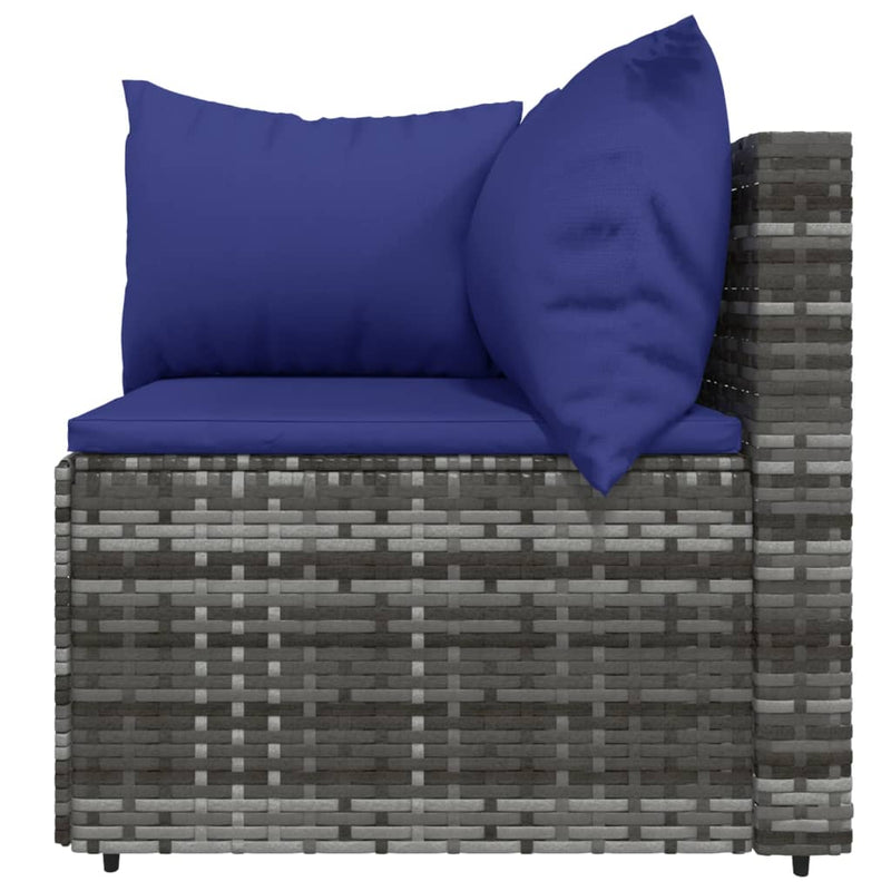 vidaXL 3 részes szürke polyrattan kerti ülőgarnitúra párnákkal