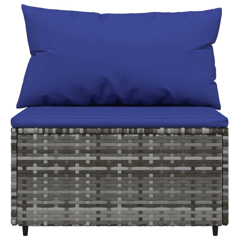 vidaXL 3 részes szürke polyrattan kerti ülőgarnitúra párnákkal