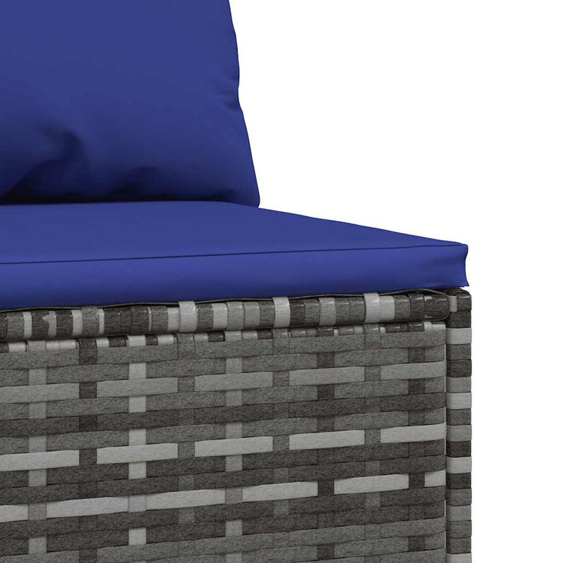 vidaXL szürke polyrattan kerti középső kanapé párnával