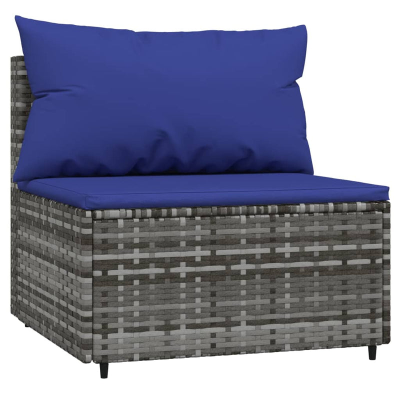 vidaXL 2 db szürke polyrattan kerti középső kanapé párnákkal