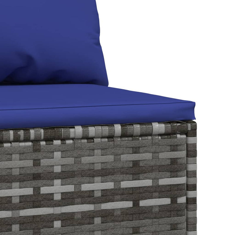 vidaXL 2 db szürke polyrattan kerti középső kanapé párnákkal