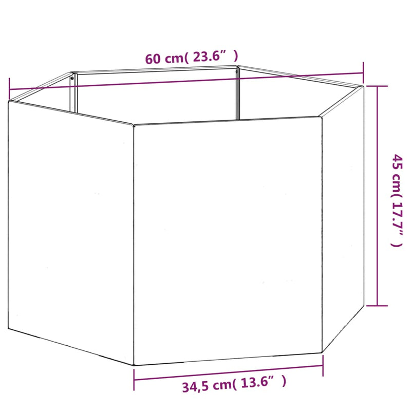 vidaXL rozsda színű corten acél növénytartó 60 x 60 x 45 cm