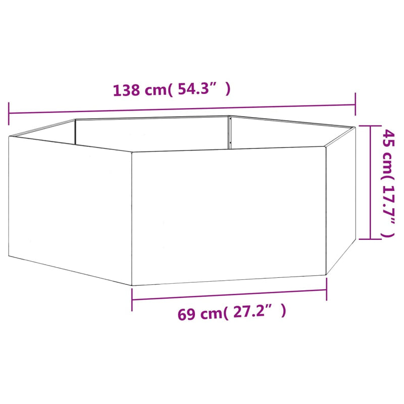 vidaXL rozsda színű corten acél növénytartó 138x120x45 cm