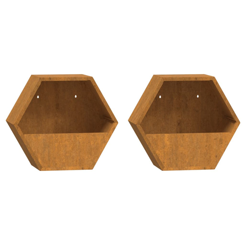 vidaXL 2 db rozsda színű corten acél fali növénytartó 30 x 10 x 25 cm