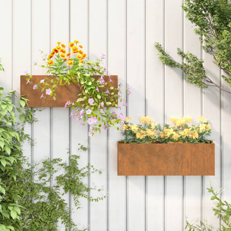 vidaXL 2 db rozsda színű corten acél fali növénytartó 53 x 10 x 17 cm