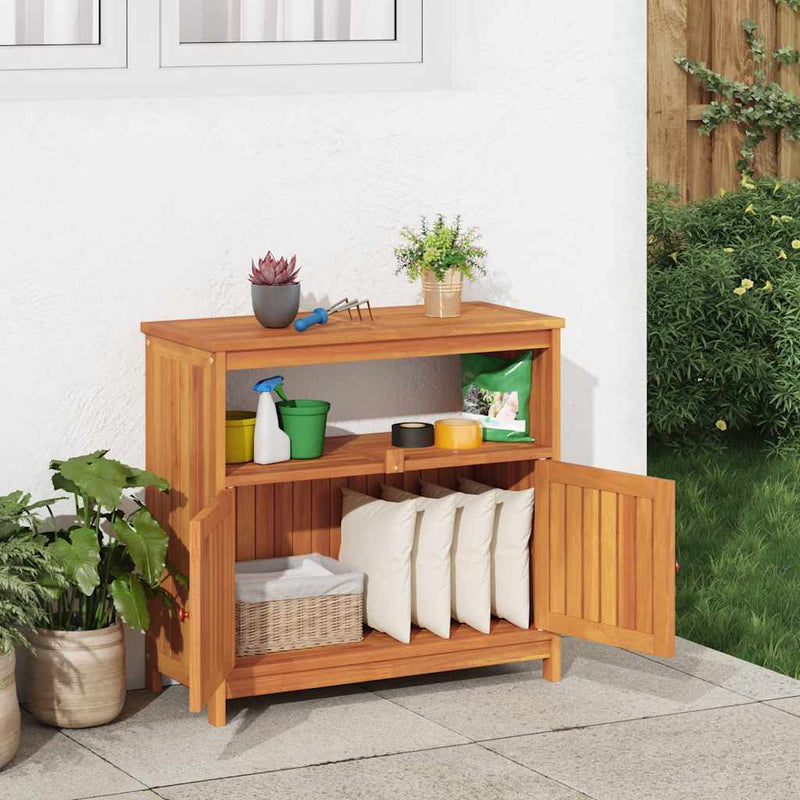 vidaXL tömör akácfa kerti tálalóasztal 80 x 35 x 75 cm