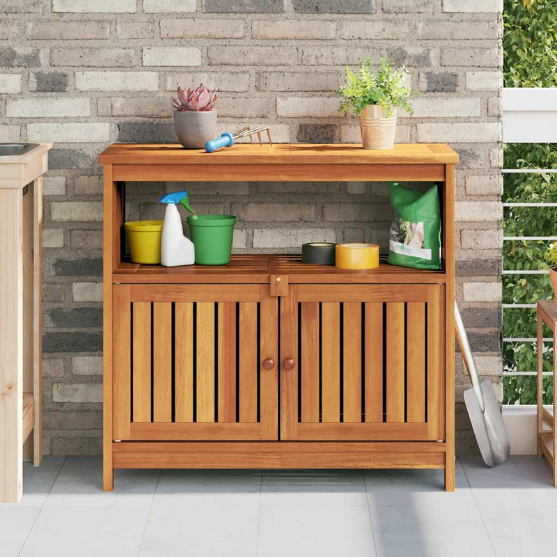 vidaXL tömör akácfa kerti tálalóasztal 80 x 35 x 75 cm