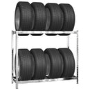 vidaXL 3 db ezüstszínű 2 szintes acél gumiabroncstartó 110x40x110 cm