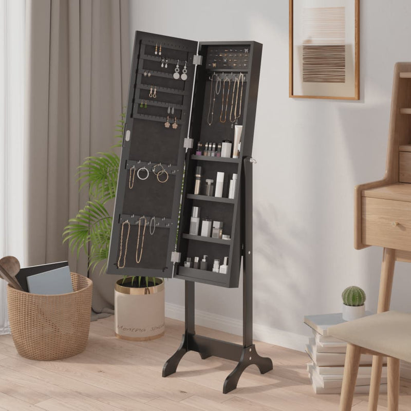 vidaXL fekete szabadon álló tükör 34 x 37 x 146 cm