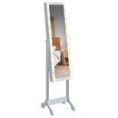 vidaXL fehér szabadon álló tükör LED-del 34 x 37 x 146 cm