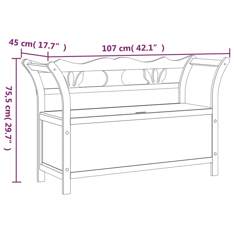 vidaXL szürke tömör fenyőfa pad 107 x 45 x 75,5 cm