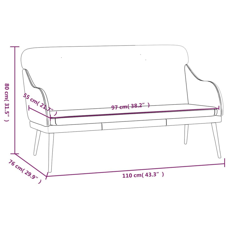 vidaXL fekete műbőr pad 110 x 76 x 80 cm