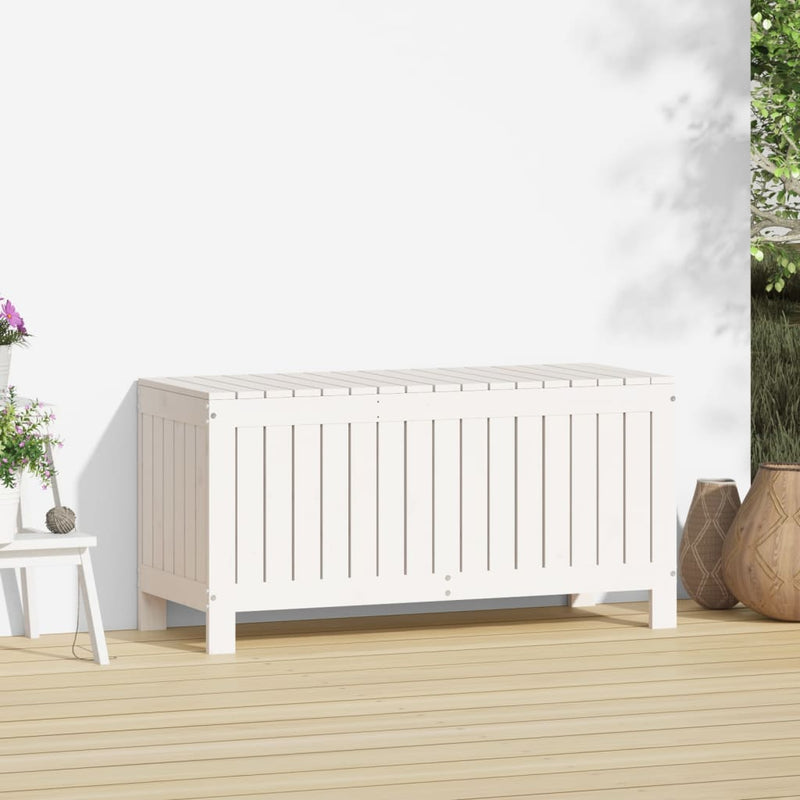 vidaXL fehér tömör fenyőfa kerti tárolóláda 108x42,5x54 cm