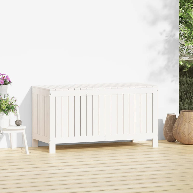 vidaXL fehér tömör fenyőfa kerti tárolóláda 115x49x60 cm