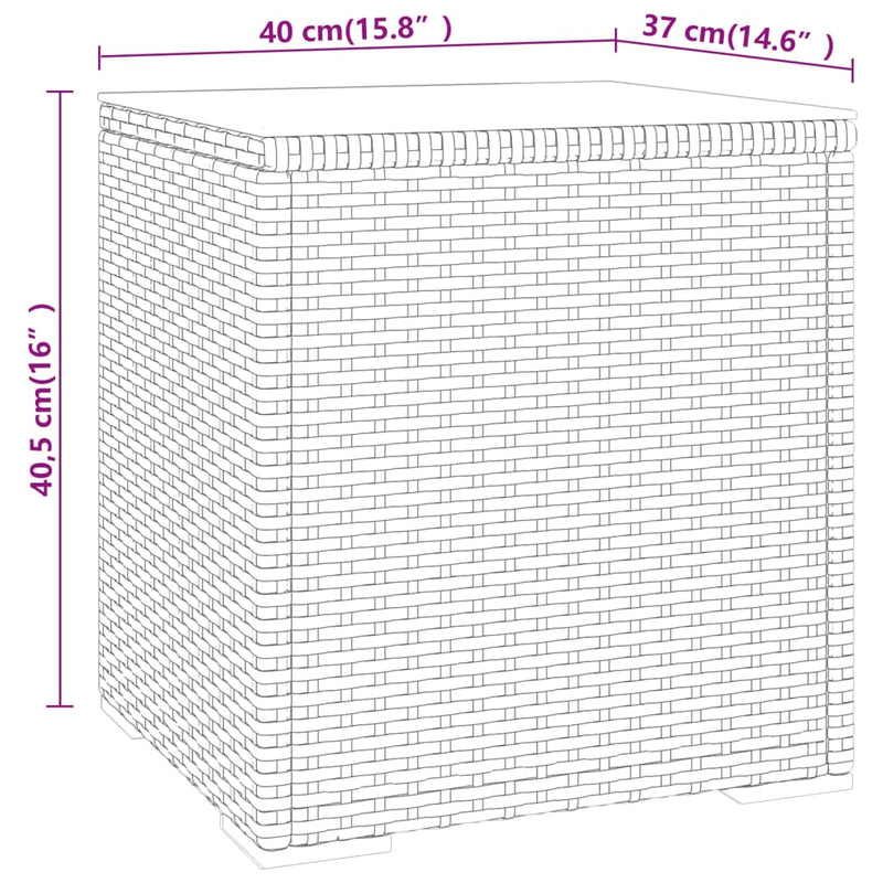 vidaXL szürke polyrattan és edzett üveg kisasztal 40 x 37 x 40,5 cm
