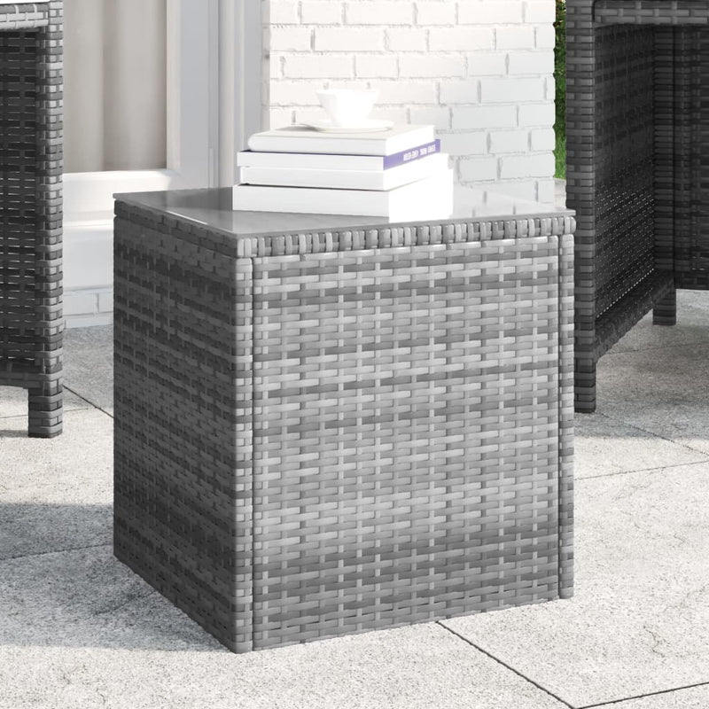 vidaXL szürke polyrattan és edzett üveg kisasztal 40 x 37 x 40,5 cm