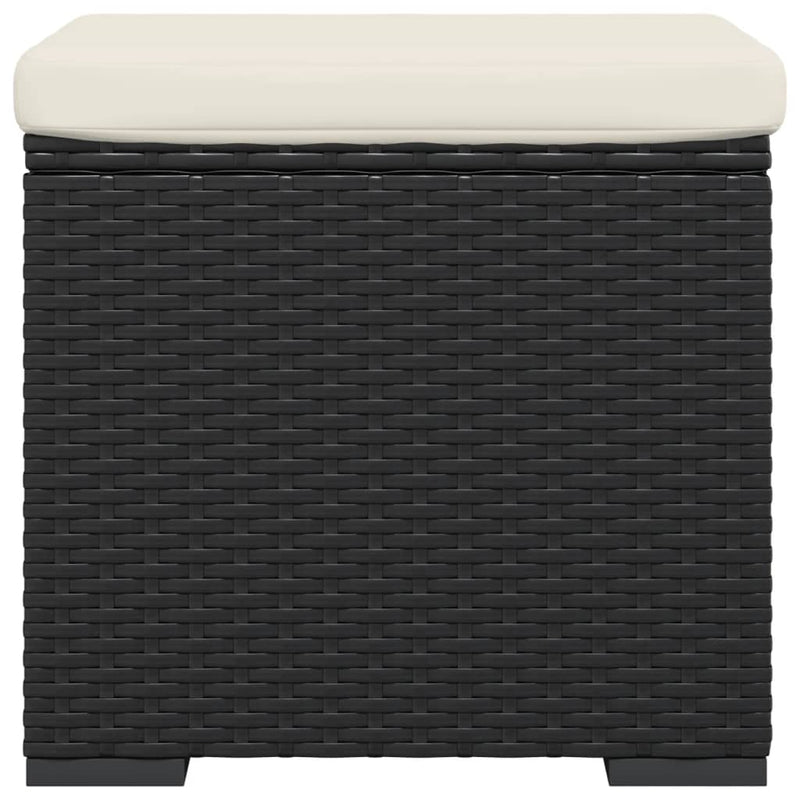 vidaXL fekete polyrattan zsámoly párnával 40 x 30 x 40 cm