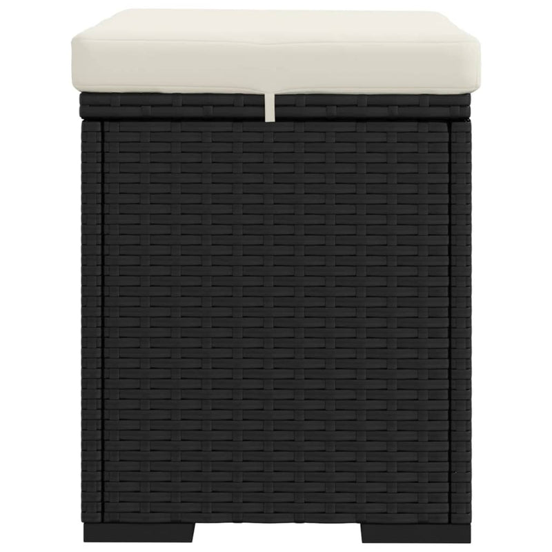 vidaXL fekete polyrattan zsámoly párnával 40 x 30 x 40 cm