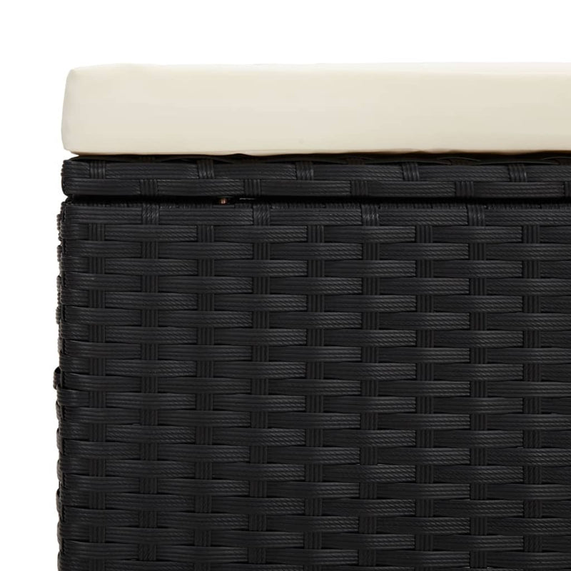 vidaXL fekete polyrattan zsámoly párnával 40 x 30 x 40 cm